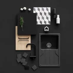 Porte de colonne de cuisine Stevia noir mat L. 60 cm x H. 70 cm GoodHome