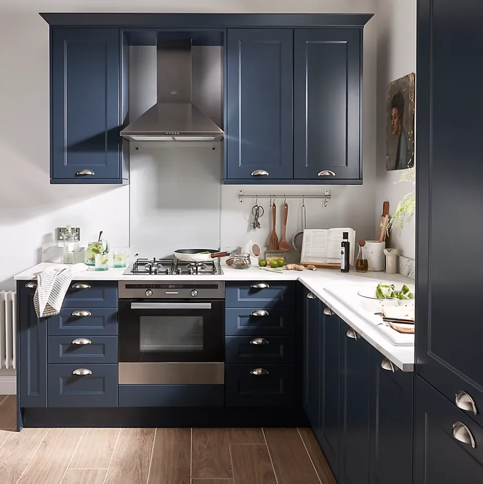 Porte de colonne de cuisine Artemisia bleu mat L. 60 cm x H. 120 cm GoodHome