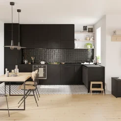 Porte de meuble de cuisine Stevia noir mat l. 45 cm x H. 72 cm GoodHome