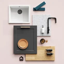 Porte de meuble de cuisine Artemisia gris graphite mat l. 40 cm x H. 72 cm GoodHome