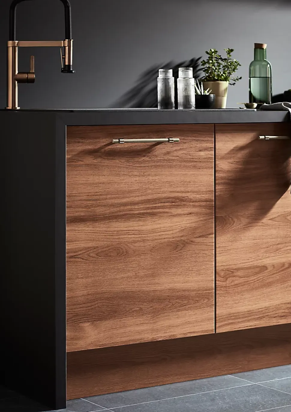 Porte de meuble de cuisine Chia décor chêne fumé mat l. 60 cm x H. 72 cm GoodHome