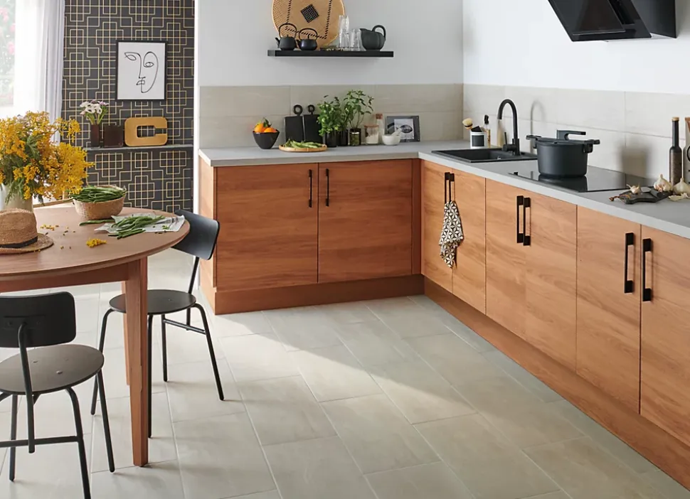 Porte de meuble de cuisine Chia décor chêne fumé mat l. 60 cm x H. 72 cm GoodHome