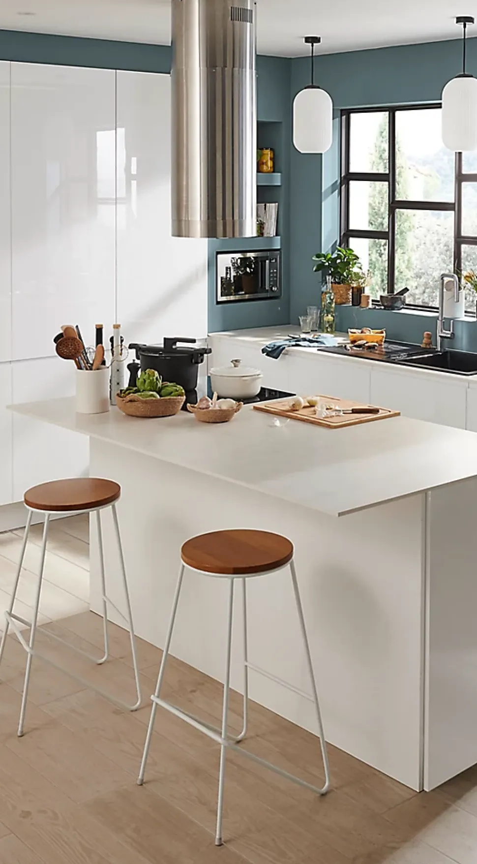 Porte de meuble de cuisine Garcinia blanc brillant l. 60 cm x H. 72 cm GoodHome