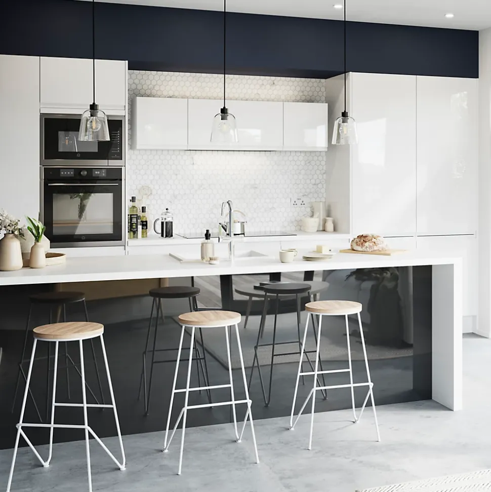 Porte de meuble de cuisine Garcinia blanc brillant l. 60 cm x H. 72 cm GoodHome