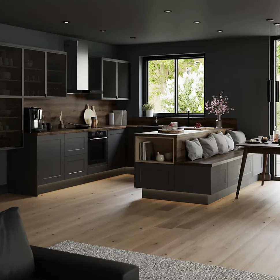 Porte de meuble de cuisine nid d'abeille Winterana noir l. 59,7 cm x H. 35,6 cm GoodHome