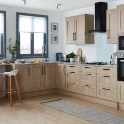 Porte de meuble de cuisine vitrée Alpinia décor chêne mat l. 30 cm x H. 90 cm GoodHome