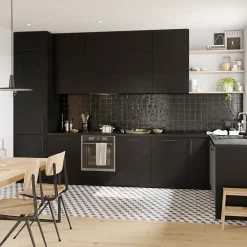 Porte de meuble de cuisine Stevia noir mat l. 80 cm x H. 36 cm GoodHome