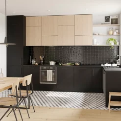 Porte de meuble de cuisine Stevia noir mat l. 80 cm x H. 36 cm GoodHome