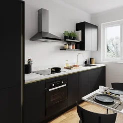 Porte de meuble de cuisine Stevia noir mat l. 80 cm x H. 36 cm GoodHome