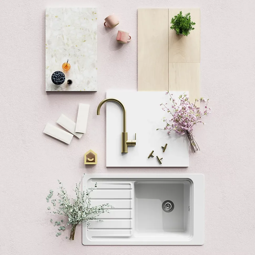 Porte de meuble de cuisine pour électroménager Stevia blanc brillant l. 60 cm x H. 72 cm GoodHome