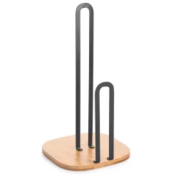 Porte essuie-tout en métal noir et bambou