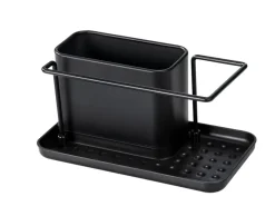 Porte éponge et ustensile de cuisine en métal noir Orio