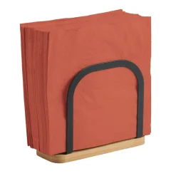 Porte serviettes en métal noir et bambou