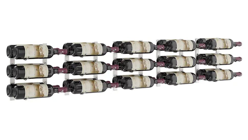 Porte-Bouteille kit mural pour 30 bouteilles Nickel brossé