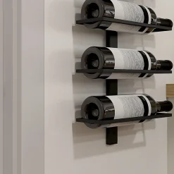 Porte-bouteilles mural 10 bouteilles - casier à vin mural - dim. 27 x 10 x 116 cm - acier noir