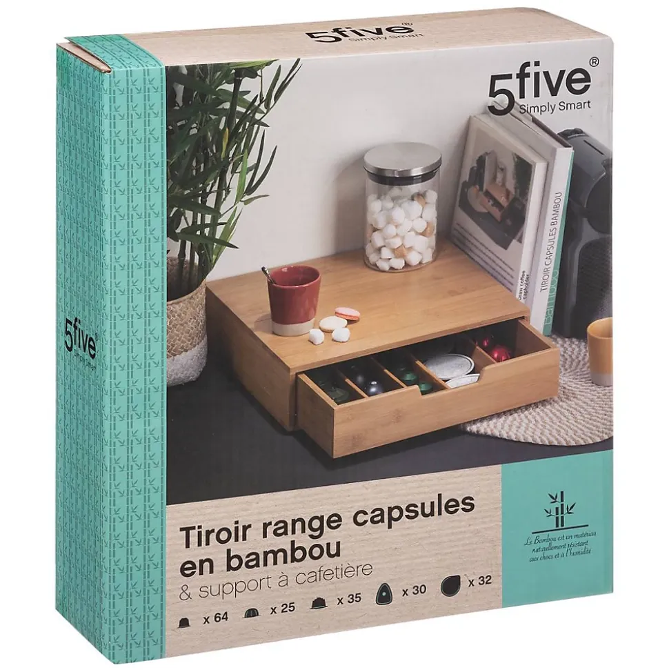 Porte-capsules 1 tiroir Bambou - 5Five