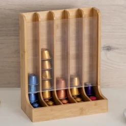 Porte-capsules en plastique et bambou