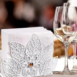 Porte-serviettes de table et de cuisine, porte-serviettes d'art moderne pour cuisine et salon (blanc)