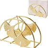 Porte-serviettes en métal, 2 pièces, porte-serviettes en papier en forme de feuille de ginkgo, distributeur de rangement décoratif