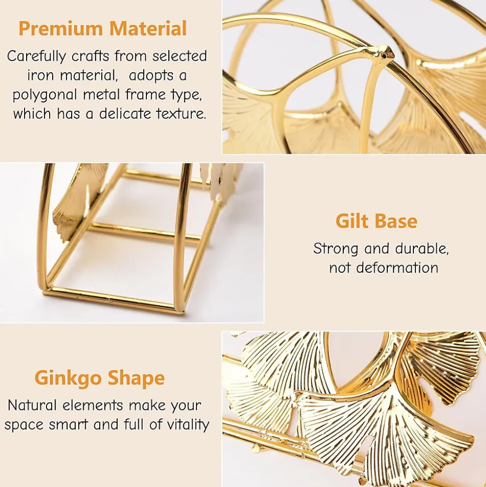 Porte-serviettes en métal, 2 pièces, porte-serviettes en papier en forme de feuille de ginkgo, distributeur de rangement décoratif