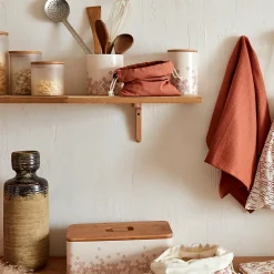 Pot en céramique Bohémia écru avec couvercle en bambou Box & Beyond