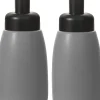 Pot en céramique, distributeur de liquide vaisselle pour éviers de salle de bain et de cuisine, gris, lot de 2