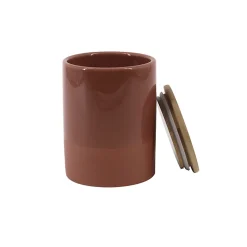 Pot en céramique Ornami terracotta avec couvercle en bambou Lucie 0,95 L
