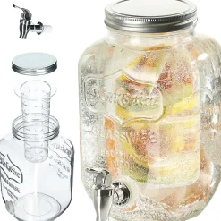 Pot en verre KADAX avec robinet 4L pour pot de jus de limonade à l'eau avec insert