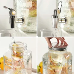 Pot en verre KADAX avec robinet 4L pour pot de jus de limonade à l'eau avec insert