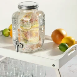Pot en verre KADAX avec robinet 4L pour pot de jus de limonade à l'eau avec insert