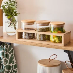 Pots à épices en verre avec couvercle en bambou et support Guy Levasseur Delhi
