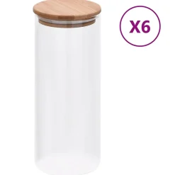 Pots de conservation en verre couvercle en bambou 6 pcs 1000 ml vidaXL