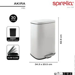Poubelle à pédale de cuisine Acier AKIRA 30L Blanc mat Spirella
