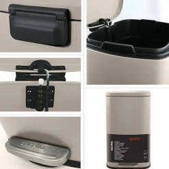 Poubelle à pédale de cuisine Acier AKIRA 30L Taupe mat Spirella