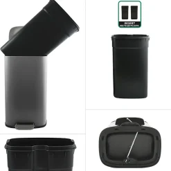 Poubelle à pédale de cuisine Acier AKIRA 30L Gris mat Spirella