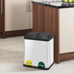 Poubelle à pédale Tri Sélectif Inox 2x20L Brossé MSV