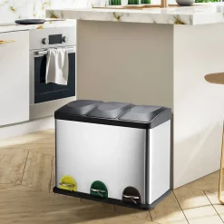 Poubelle à pédale Tri sélectif Inox 3x20L MSV