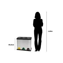 Poubelle à pédale Tri sélectif Inox 3x20L MSV
