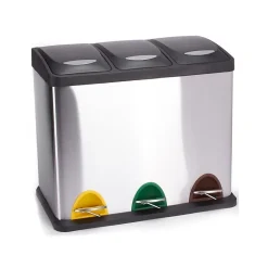 Poubelle à pédale Tri sélectif Inox 3 bacs 8Lx3 MSV