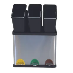 Poubelle à pédale Tri sélectif Inox 3 bacs 8Lx3 MSV