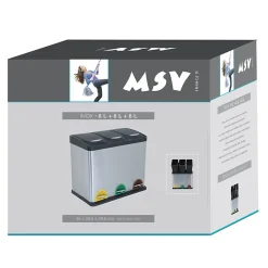 Poubelle à pédale Tri sélectif Inox 3 bacs 8Lx3 MSV