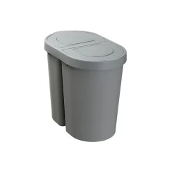 Poubelle 2 bacs tri sélectif 2 x 25 litres - Gris