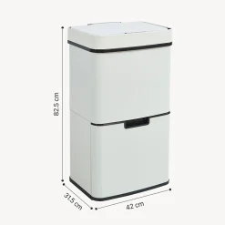 Poubelle à capteur Venna acier 72 L beige en.casa