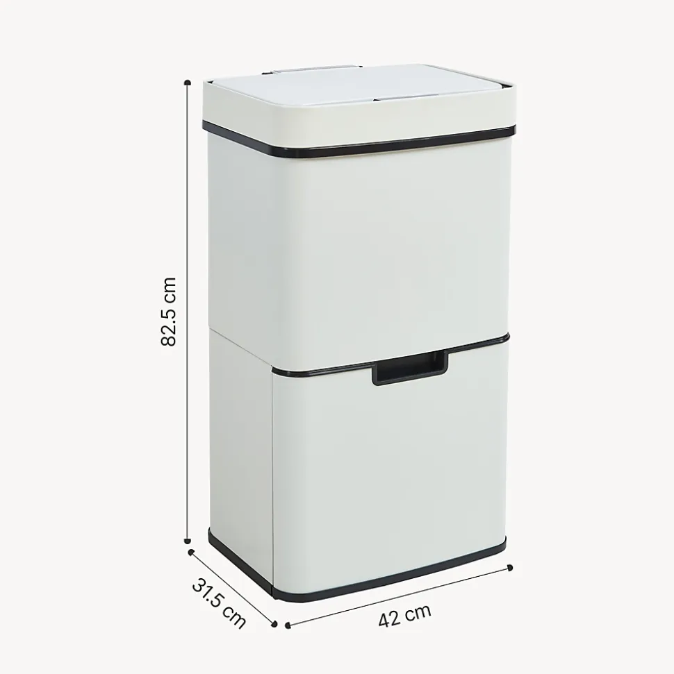 Poubelle à capteur Venna acier 72 L beige en.casa