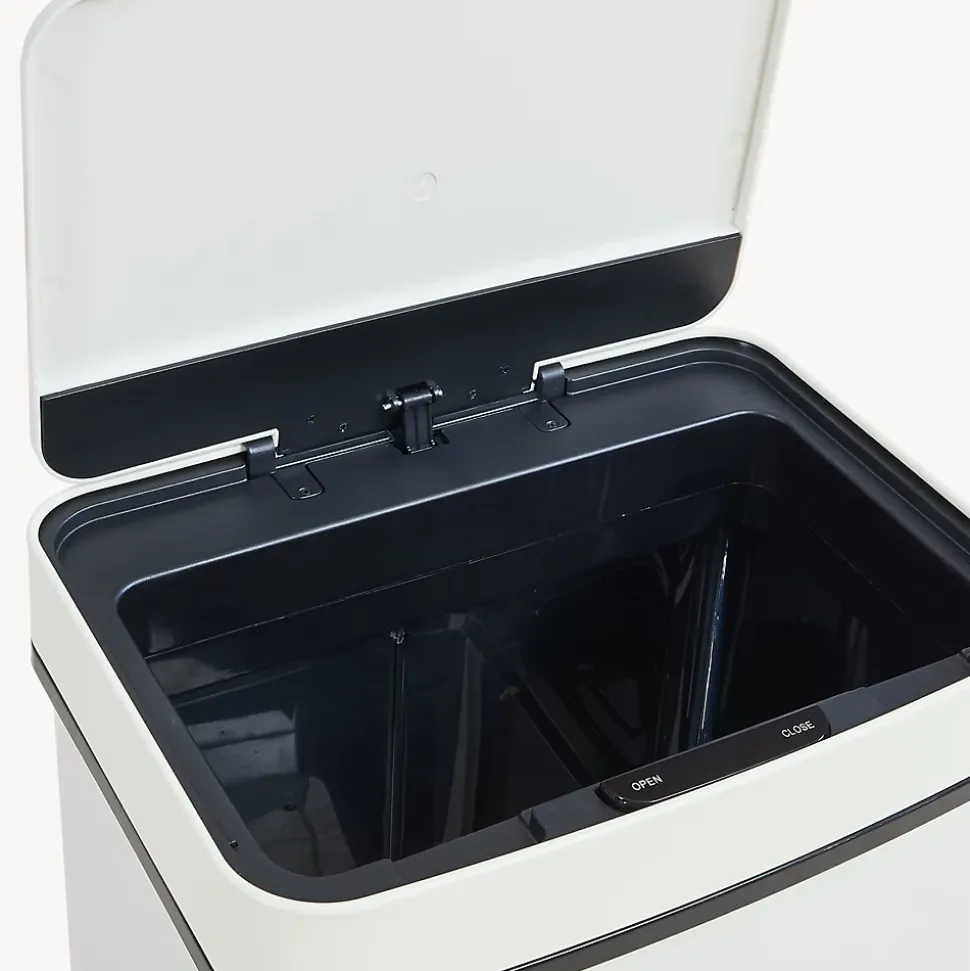 Poubelle à capteur Venna acier 72 L beige en.casa