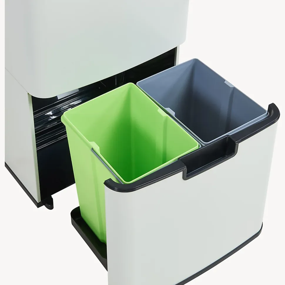 Poubelle à capteur Venna acier 72 L beige en.casa