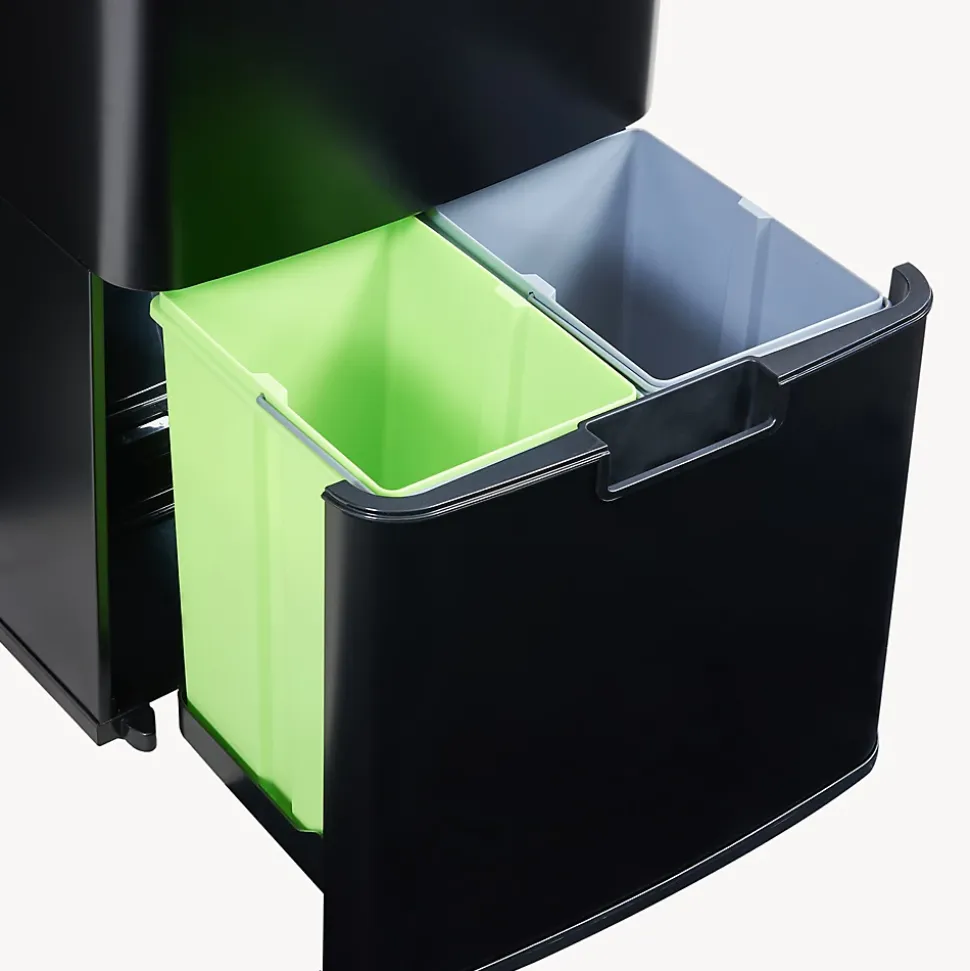 Poubelle à capteur Venna acier 62 L noir en.casa