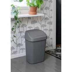 Poubelle à couvercle basculant style moderne 25 litres - Gris