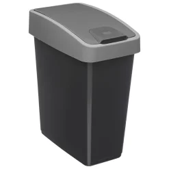Poubelle 2 ouvertures plastique 45L Gris - 5Five