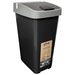 Poubelle 2 ouvertures plastique 45L Gris - 5Five